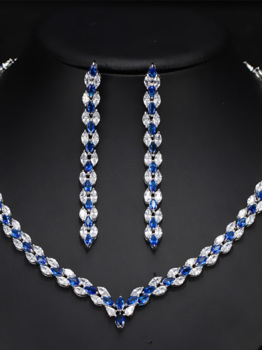 Blue Luxury Personality Party Two Pieces Jewelry Set