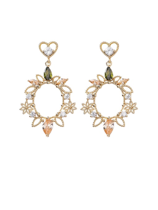 Girlhood Alloy With Gold Plated Fashion Hollow  Flower Drop Earrings 3