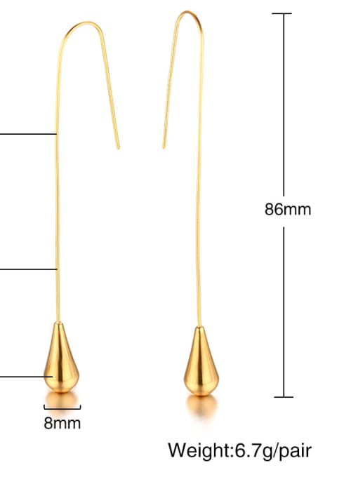 Golden 86Mm Simple water-drop stainless steel earrings two sizes optional