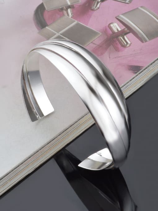 Ya Heng Simple Copper Silver Plated Opening Bangle 1