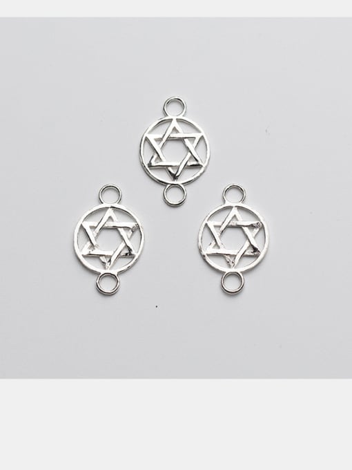 FAN 925 Sterling Silver With Silver Plated Simplistic Geometric Star Connectors 0