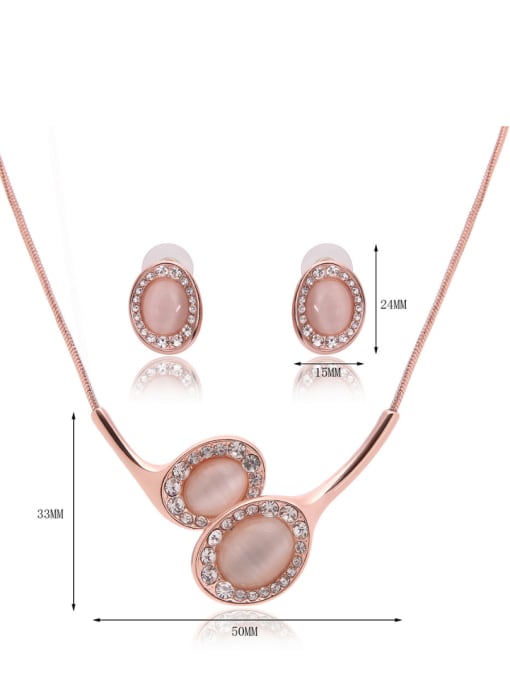 BESTIE 2018 2018 Alloy Rose Gold Plated Fashion Artificial Stones Oval shaped Two Pieces Jewelry Set 2