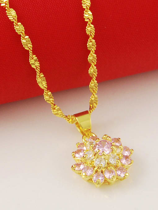 Yi Heng Da High Quality Pink Flower Shaped Zircon Necklace 2