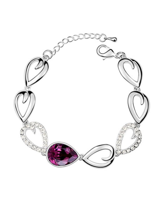 Purple Fashion austrian Crystal Water Drop Alloy Bracelet