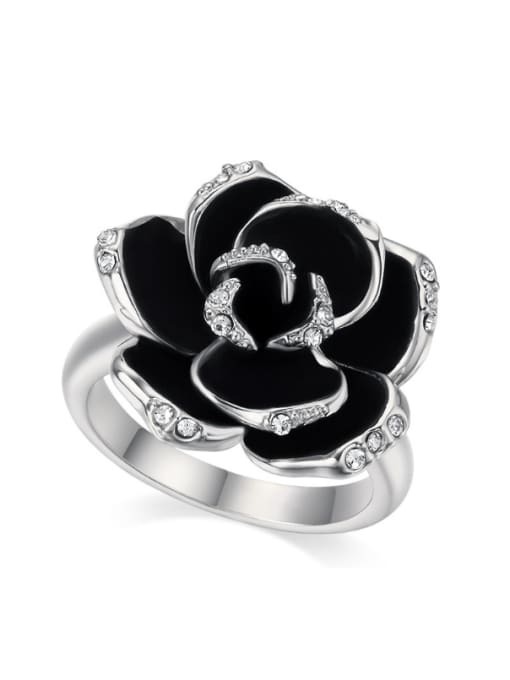 White And Rose  10# Retro Style Flower Plating Women Ring
