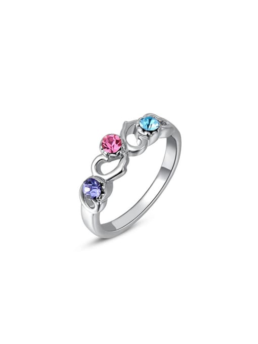 Ronaldo Elegant Platinum Plated Heart Shaped Crystal Ring