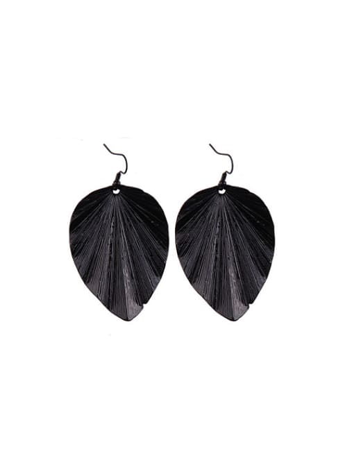 Black Personality Leaf Shaped Black Gun Plated Drop Earrings