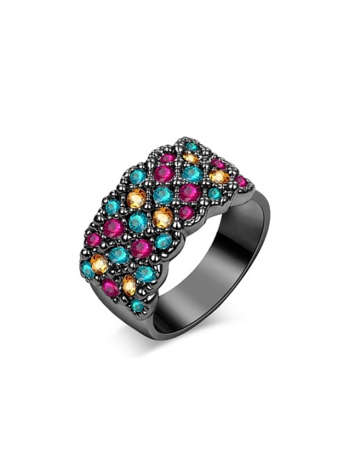 Ronaldo Personality Black Gun Plated Austria Crystals Ring 0