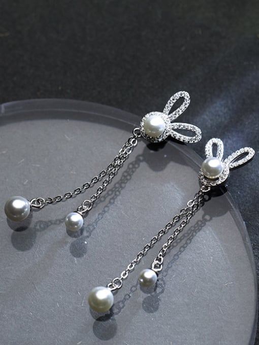 Rosh Lovely Rabbit Shaped Artificial Pearl Drop Earrings 1