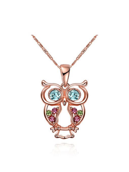 OUXI Personalized Hollow Owl Rhinestones Necklace