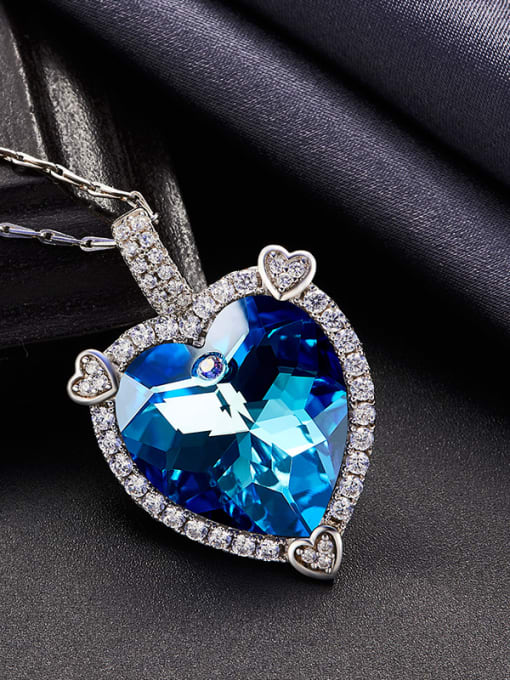 blue austrian Crystal Heart-shaped Necklace