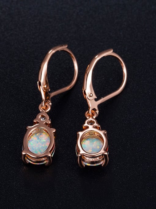 UNIENO Oval Shaped Rose Gold Plated Hook Earrings 2