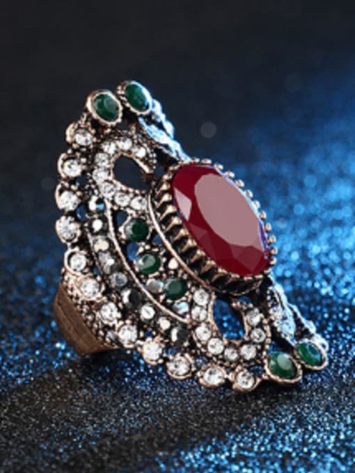 Gujin Retro style Bohemia Resin stones Crystals Alloy Ring 2