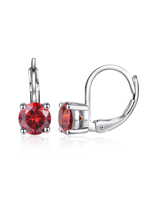 Red Simple Cubic Zircon Copper Earrings
