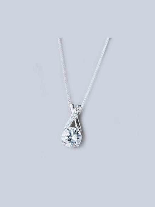 Rosh S925 Silver Sweet Cross zircon Necklace 0