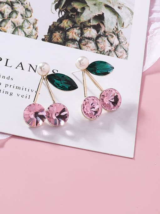 A Pink (Cherry) Alloy With Rose Gold Plated Fashion Friut Cherry Pineapple Stud Earrings