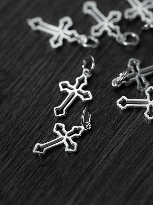 FAN 925 Sterling Silver With Silver Plated Religious Cross Charms 1