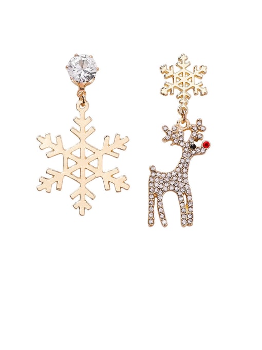 Girlhood Alloy With Rose Gold Plated Fashion Asymmetry Snowflake Christmas Tree Elk Ear Studs  Drop Earrings 0