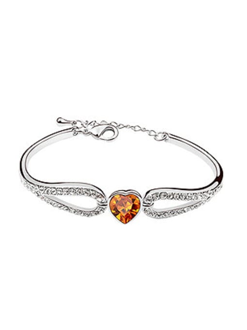 QIANZI Elegant Shiny austrian Crystals Heart Alloy Bracelet 3