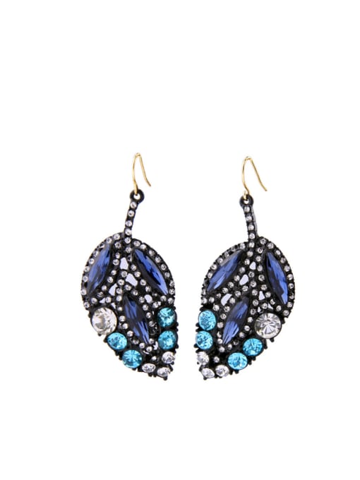 KM Blue Stones Leaves-shape drop earring 0