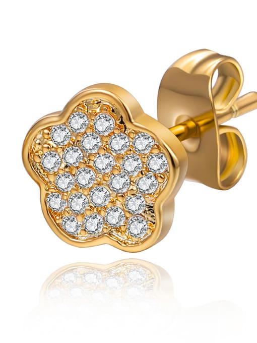 18K-Gold Micro-inlaid zircon flower-shaped earrings