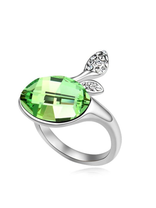 green Simple Oval austrian Crystal-accented Alloy Ring