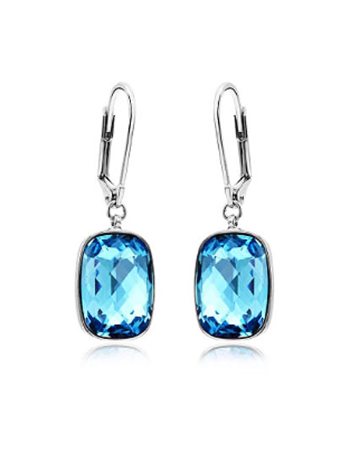 blue Rectangular Austria Crystal Women Earrings