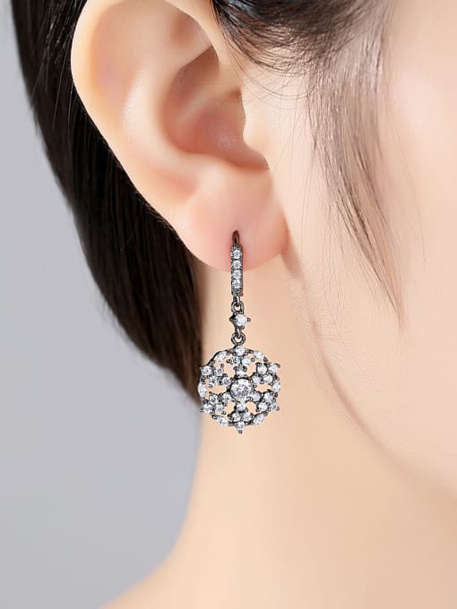 BLING SU Copper With 3A cubic zirconia Fashion Flower Stud Earrings 1