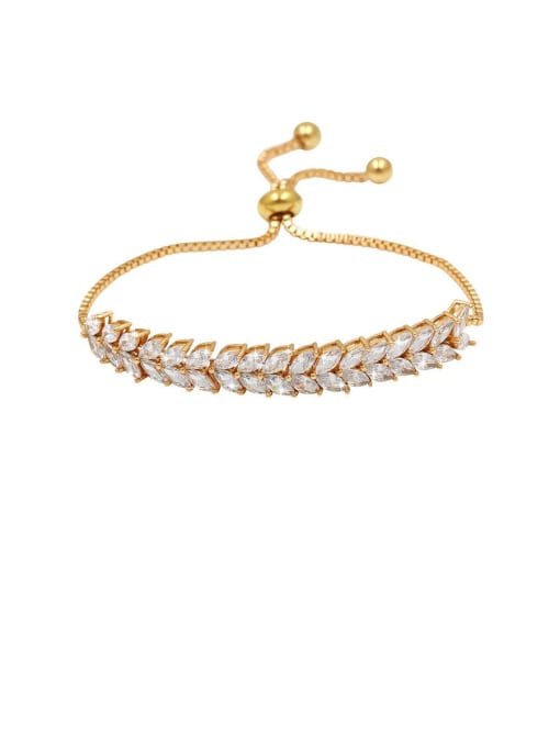 Champagne gold Copper With Cubic Zirconia  Fashion Water Drop Adjustable Bracelets