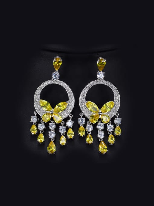 Yellow Fashion Tassel Drop Chandelier earring