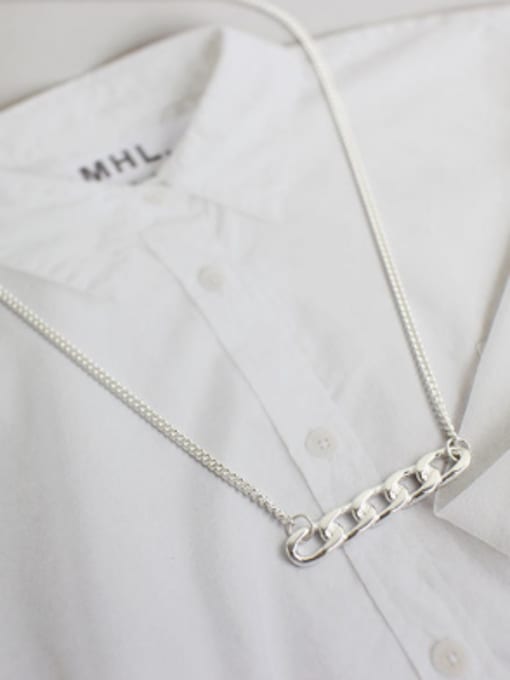 DAKA Simple Short Chain Pendant Silver Necklace 2