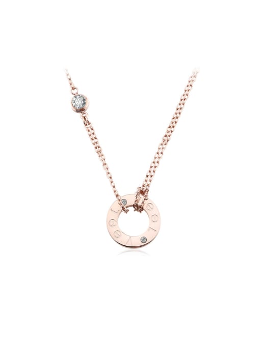 OUXI Fashion Titanium Rose Gold Necklace 0