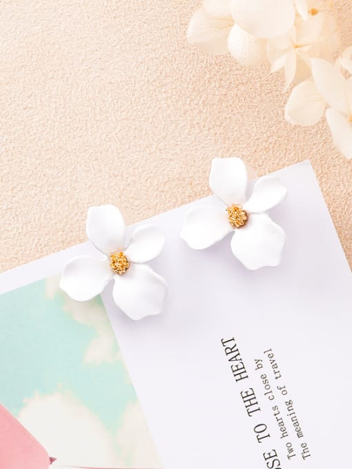 K8319 white Alloy With 18k Gold Plated Trendy Flower Earring Jackets