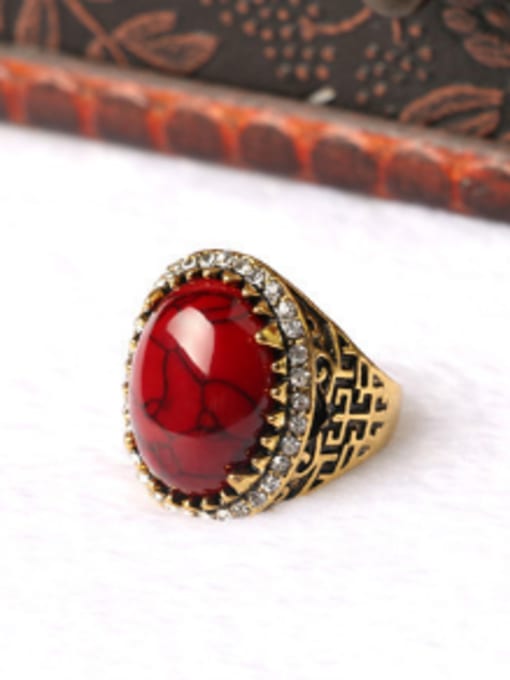 Gujin Personalized Oval Turquoise stone Gold Plated Alloy Ring 3