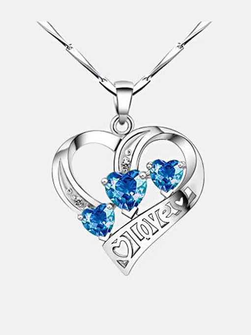 Blue Fashion Cubic Zirconias Hollow Heart shaped Pendant