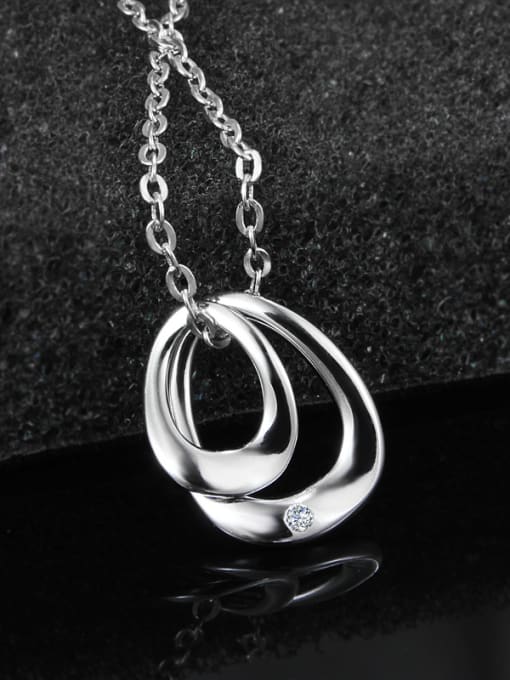 SANTIAGO Simple 925 Sterling Silver Hollow Geometry Zircon Necklace 1