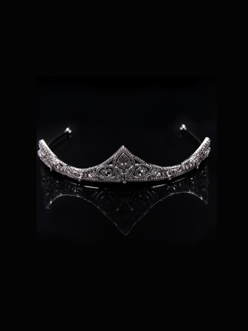 Cong Love Crown-shape Micro Pave Zircons White Gold Plated Hair Accessories 0