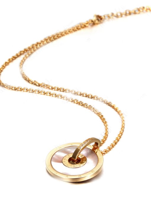 Gold, White Europe And The United States Of Titanium Circular White Shell Stainless Steel Rose Gold Necklace