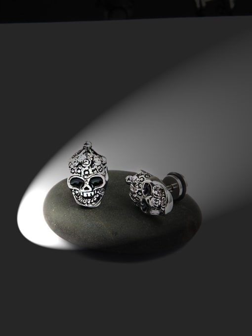 BSL Stainless Steel With Personality Skull Stud Earrings 1