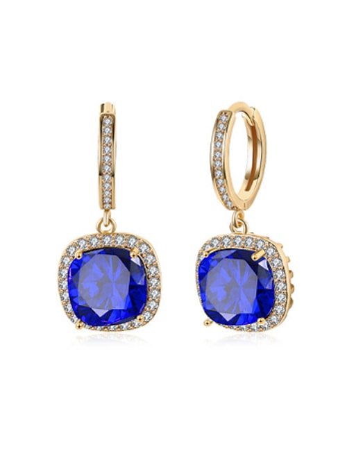 Blue Fashion Square Zircon Rhinestones Earrings