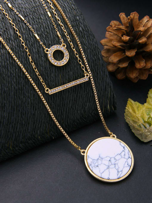 KM Simple Multi-layer Natural Stone Alloy Necklace 3