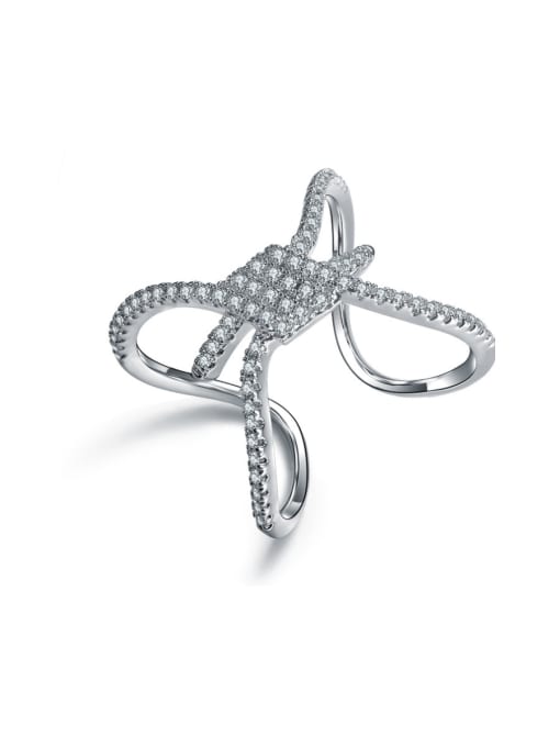 ALI Cross rope knot micro-inlaid zircon ring 0