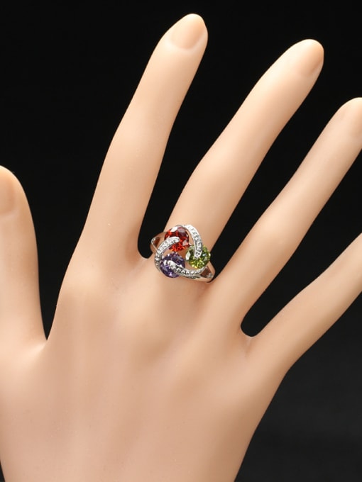 L.WIN Exquisite Colorful Zircons Statement Ring 1