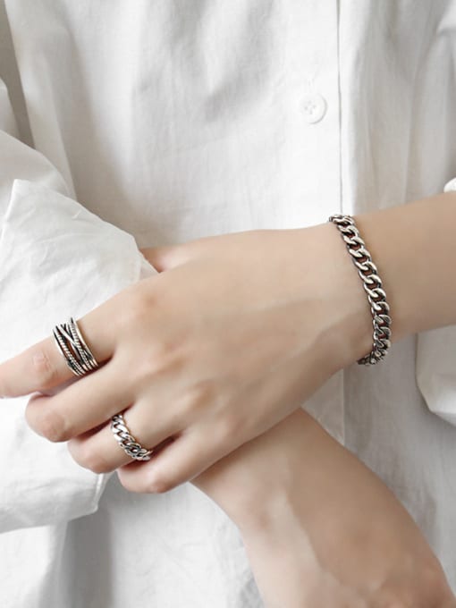 DAKA Pure silver retro neutral style chain bracelet (male and female optional) 1