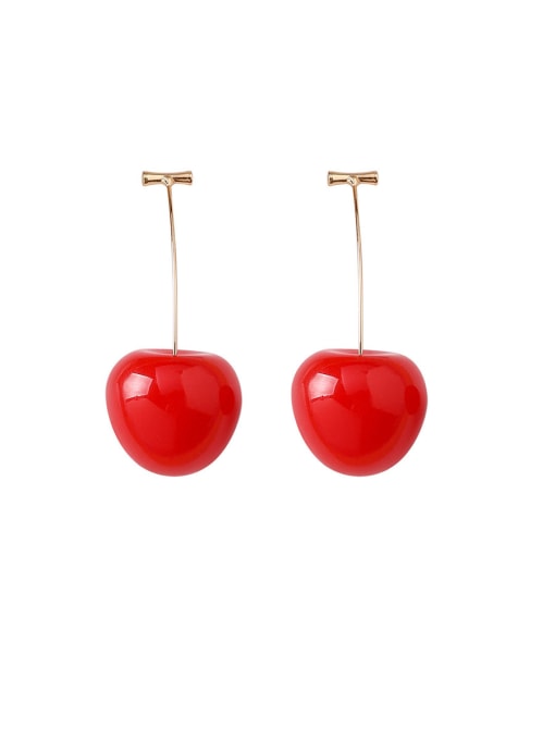 Girlhood Alloy With Acrylic Cute Friut  Cherry Drop Earrings 4