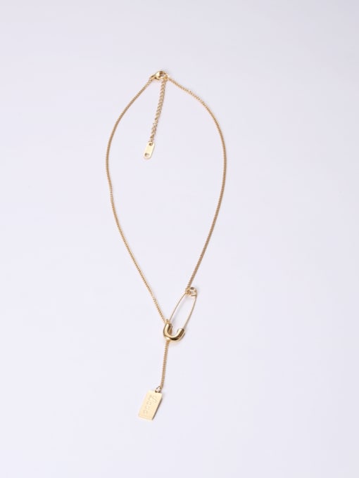 GROSE Titanium With Gold Plated Simplistic Geometric Pin Necklaces 0
