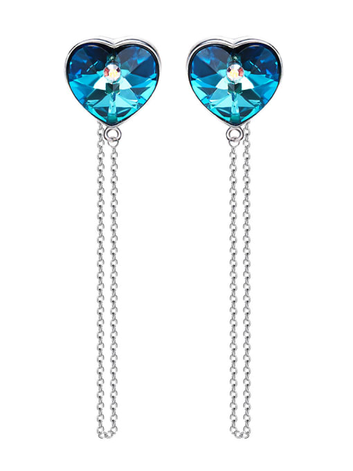 Blue Fashion Heart shaped austrian Crystal Stud Earrings