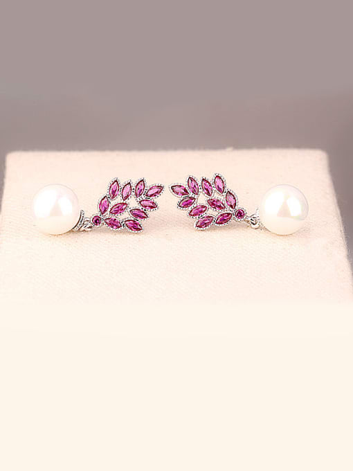Red Horse Eyelashes Ruby Pearl Red Corundum 5 # Long section drop earring