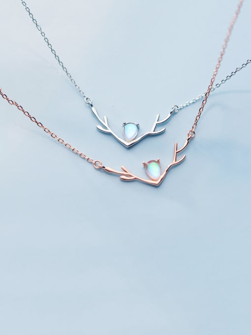 Rosh 925 Sterling Silver With Platinum Plated Cute Antlers Heart Necklaces 3