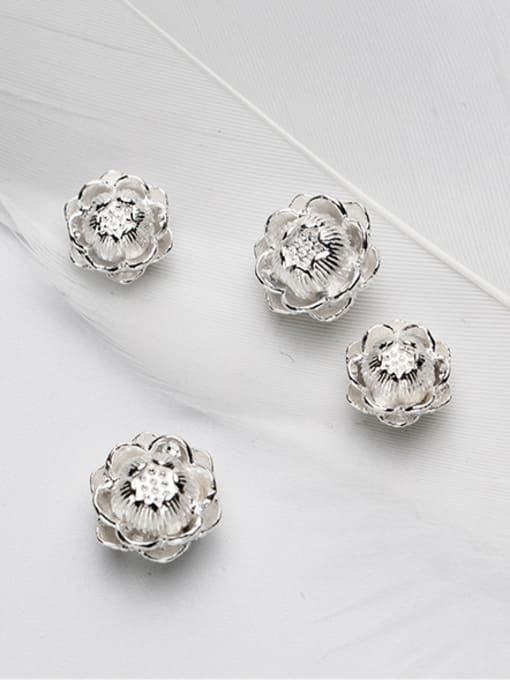 FAN 925 Sterling Silver With Silver Plated Fashion Flower Charms 0